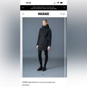 Mackage Farren Women's Black Puffer mid length coat